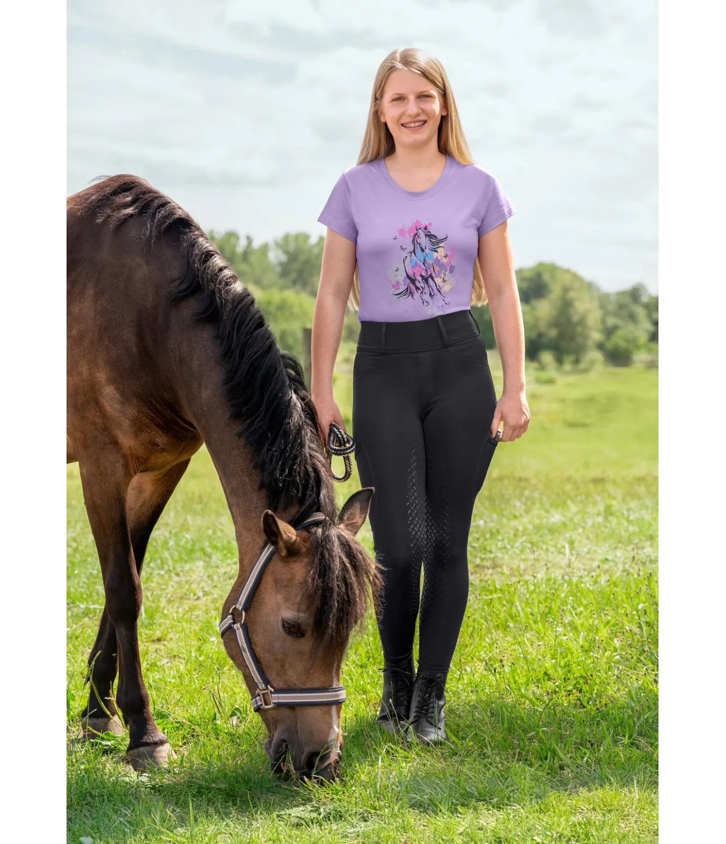 Equilibre Legging d'équitation hybride à fond intégral grip enfant Eloise noir Best