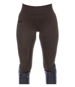 Equilibre Legging d'équitation thermique à fond intégral grip Kristen chocolat noir