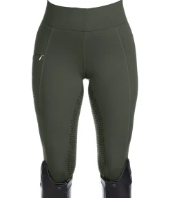 Equilibre Legging d'équitation thermique à fond intégral Grip Hermine forêt