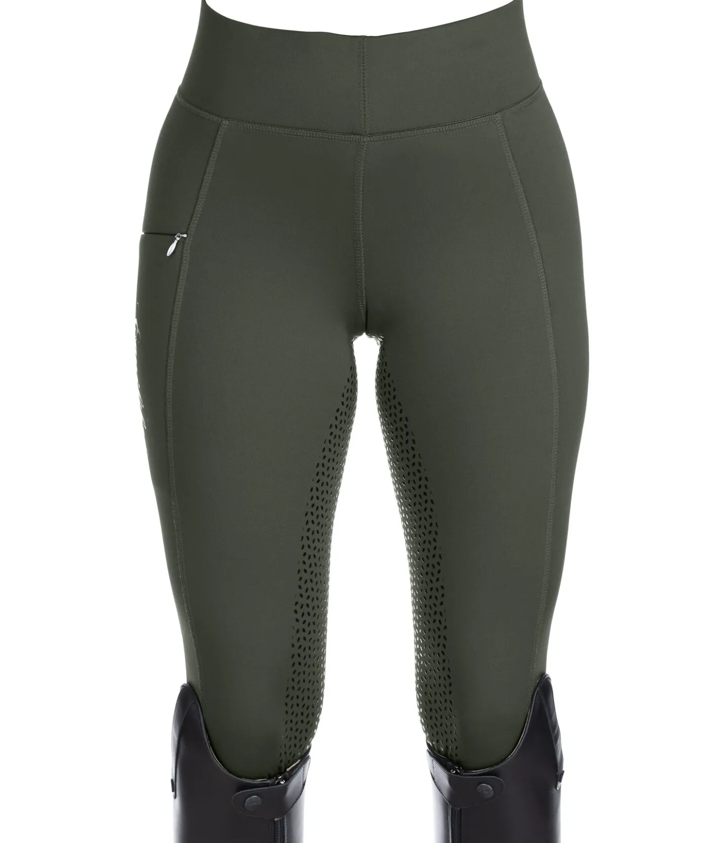 Equilibre Legging d'équitation thermique à fond intégral Grip Hermine forêt