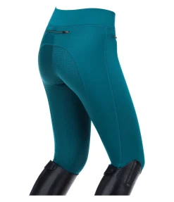 Equilibre Legging d'équitation thermique à fond intégral grip enfant Elina turquoise foncé Hot