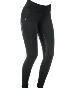 Equilibre Legging d'équitation thermique à fond intégral Grip Hermine noir Hot