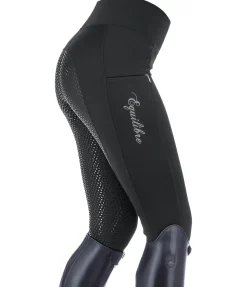 Equilibre Legging d'équitation thermique à fond intégral Grip Hermine noir Hot