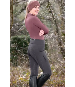 Equilibre Legging d'équitation thermique à fond intégral grip Kristen carbone Hot