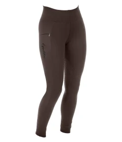 Equilibre Legging d'équitation thermique à fond intégral Grip Hermine chocolat noir