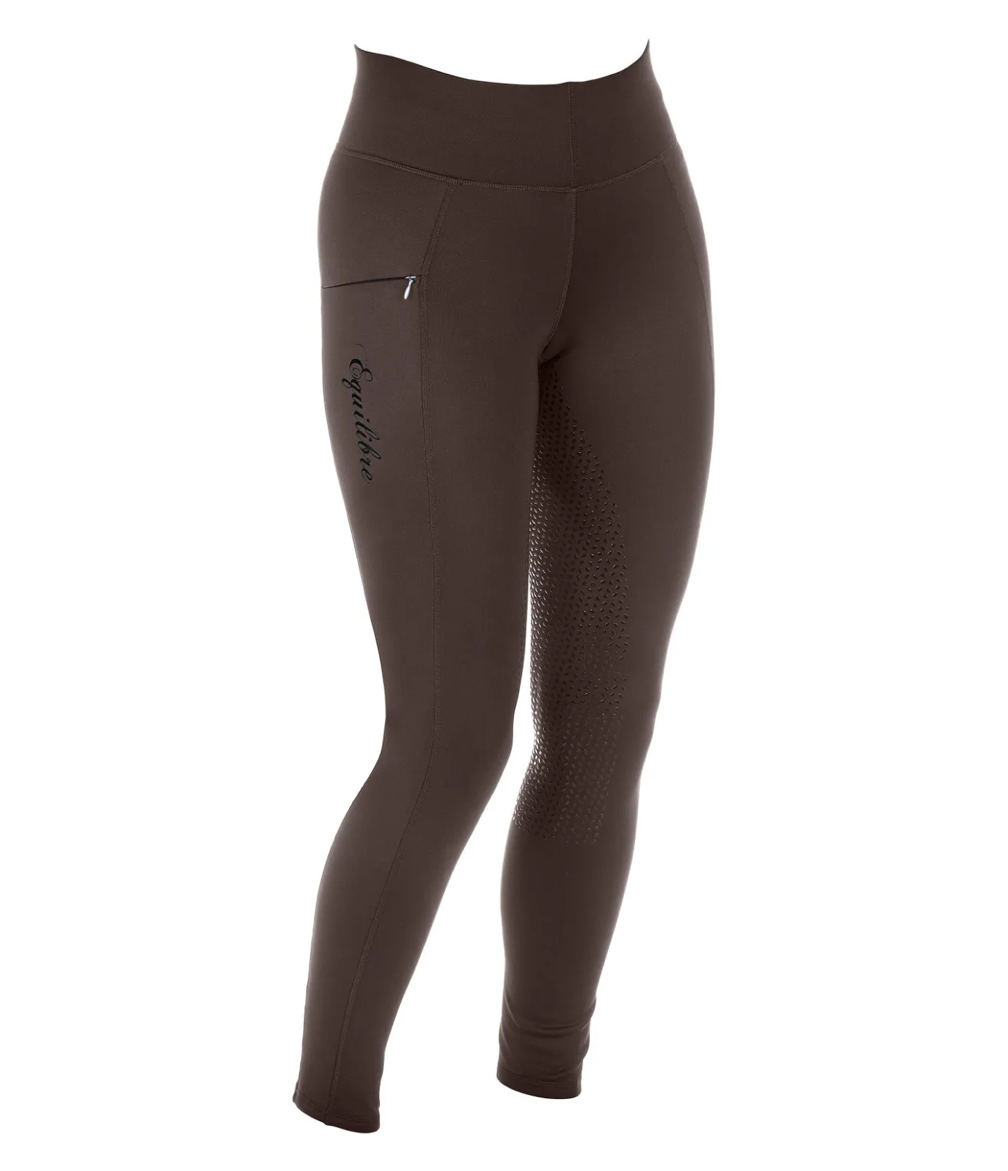 Equilibre Legging d'équitation thermique à fond intégral Grip Hermine chocolat noir
