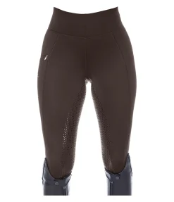 Equilibre Legging d'équitation thermique à fond intégral Grip Hermine chocolat noir