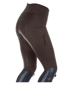 Equilibre Legging d'équitation thermique à fond intégral Grip Hermine chocolat noir