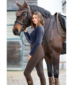 Equilibre Legging d'équitation thermique à fond intégral Grip Hermine chocolat noir