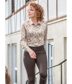 Equilibre Legging d'équitation thermique à fond intégral Grip Hermine chocolat noir
