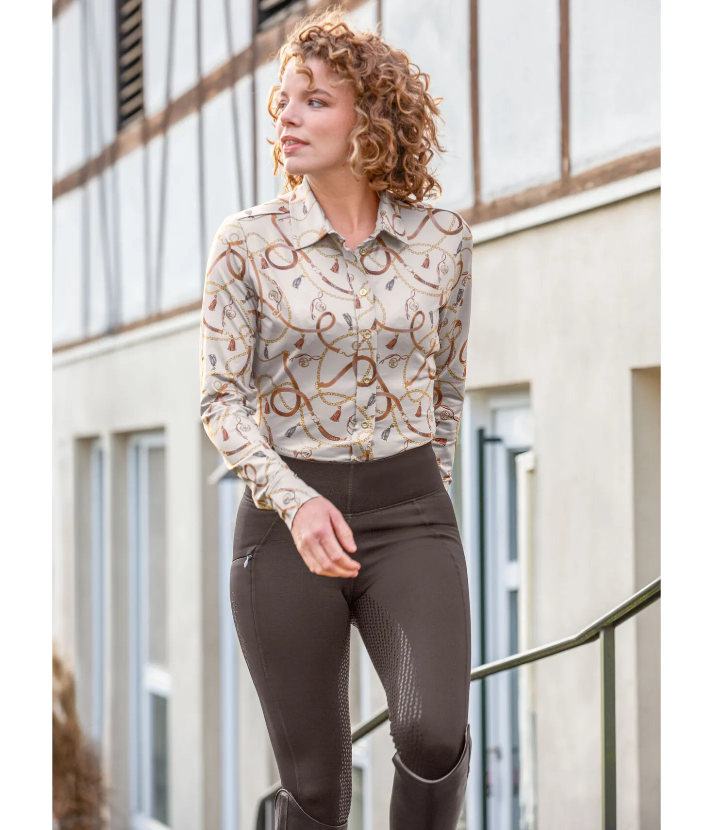 Equilibre Legging d'équitation thermique à fond intégral Grip Hermine chocolat noir