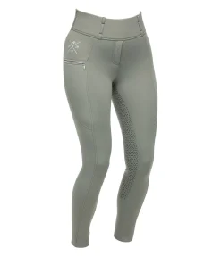 Felix Bühler Legging d'équitation thermique à fond intégral grip Kassandra vert pastel New