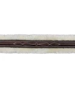 CLARIDGE HOUSE Licol en cuir avec polaire Teddy Stitch marron foncé