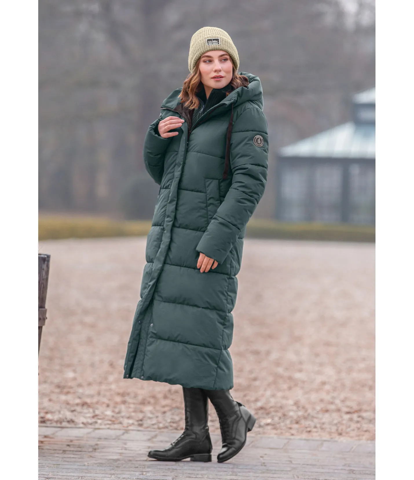 Felix Bühler Manteau d'équitation matelassé à capuche Anne thé vert Clearance