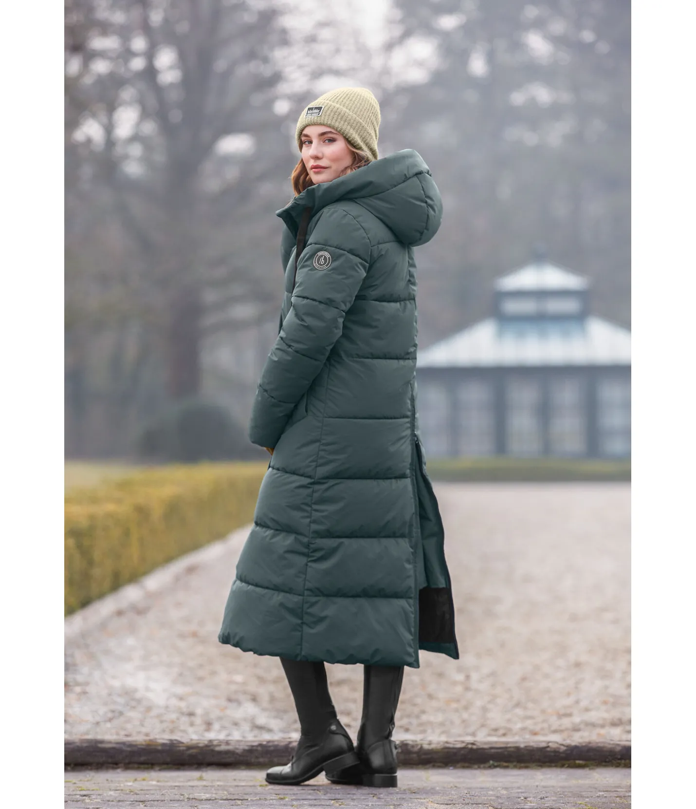 Felix Bühler Manteau d'équitation matelassé à capuche Anne thé vert Clearance