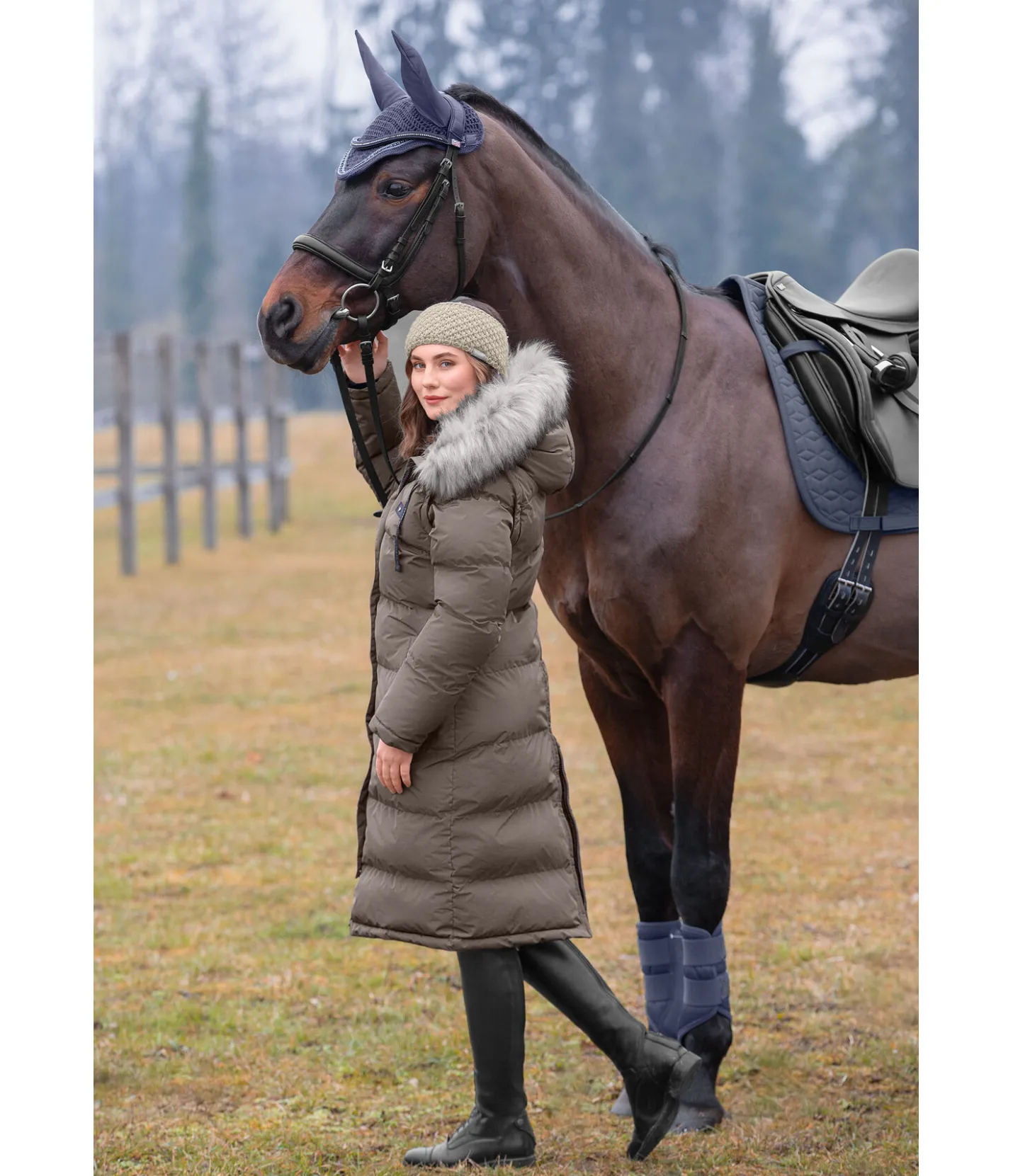 Felix Bühler Manteau d'équitation matelassé 2 en 1 Eleonor taupe foncé Best