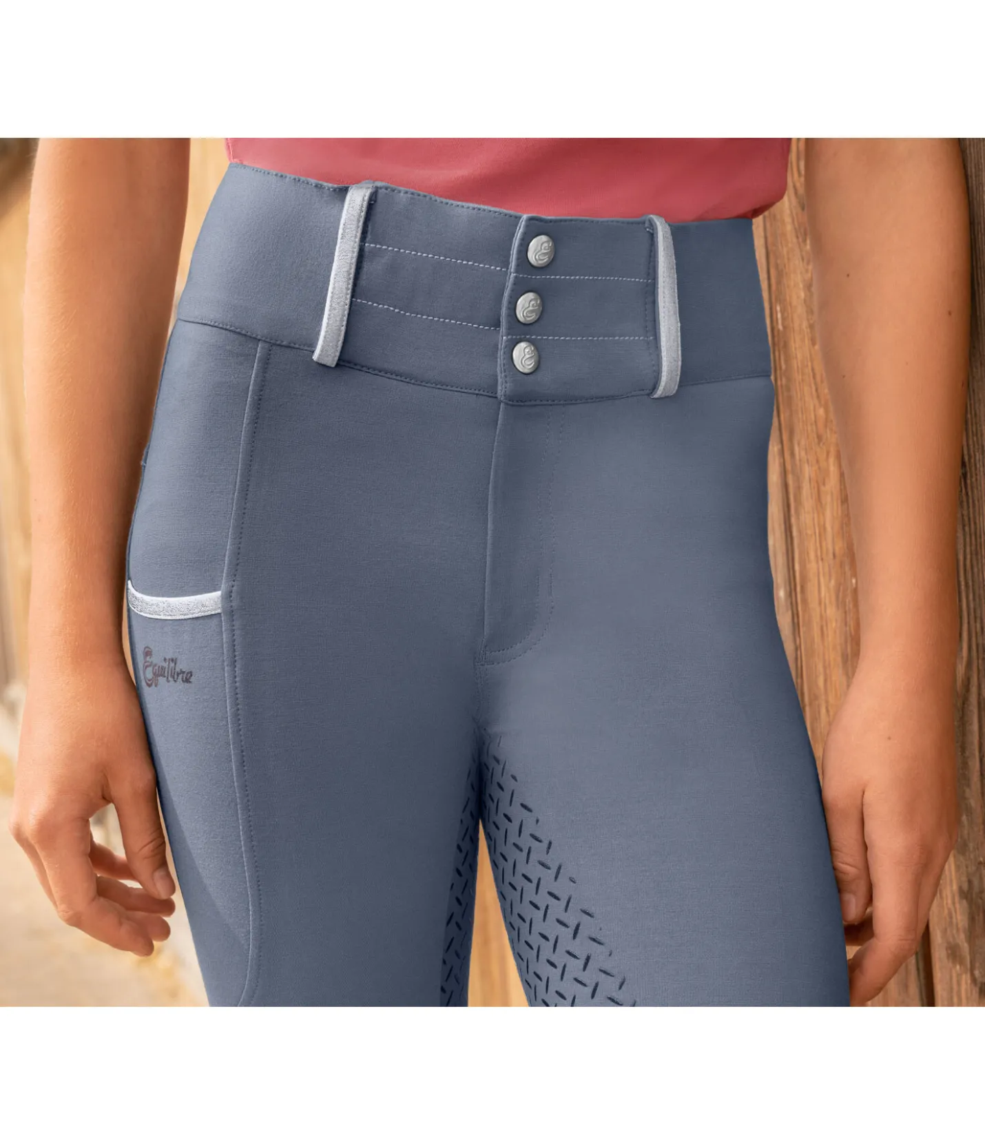 Equilibre Pantalon d'équitation à fond intégral grip enfant Amira denim clair New