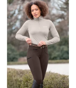 Equilibre Pantalon d'équitation confort taille haute à fond intégral grip Juliane chocolat noir
