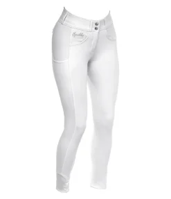 Equilibre Pantalon d'équitation confort taille haute à fond intégral grip Juliane blanc