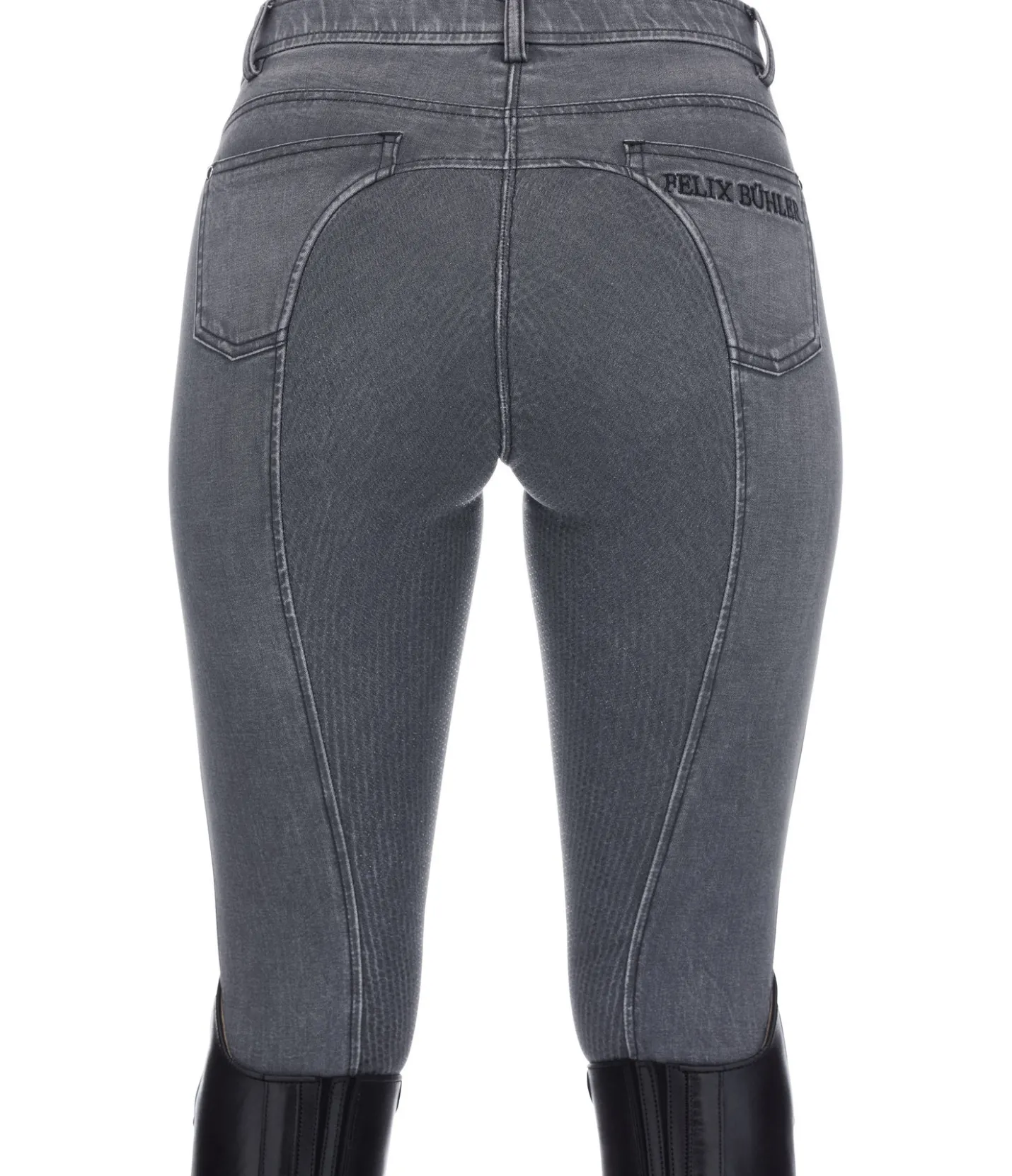 Felix Bühler Pantalon d'équitation denim à fond intégral Grip Linea gris