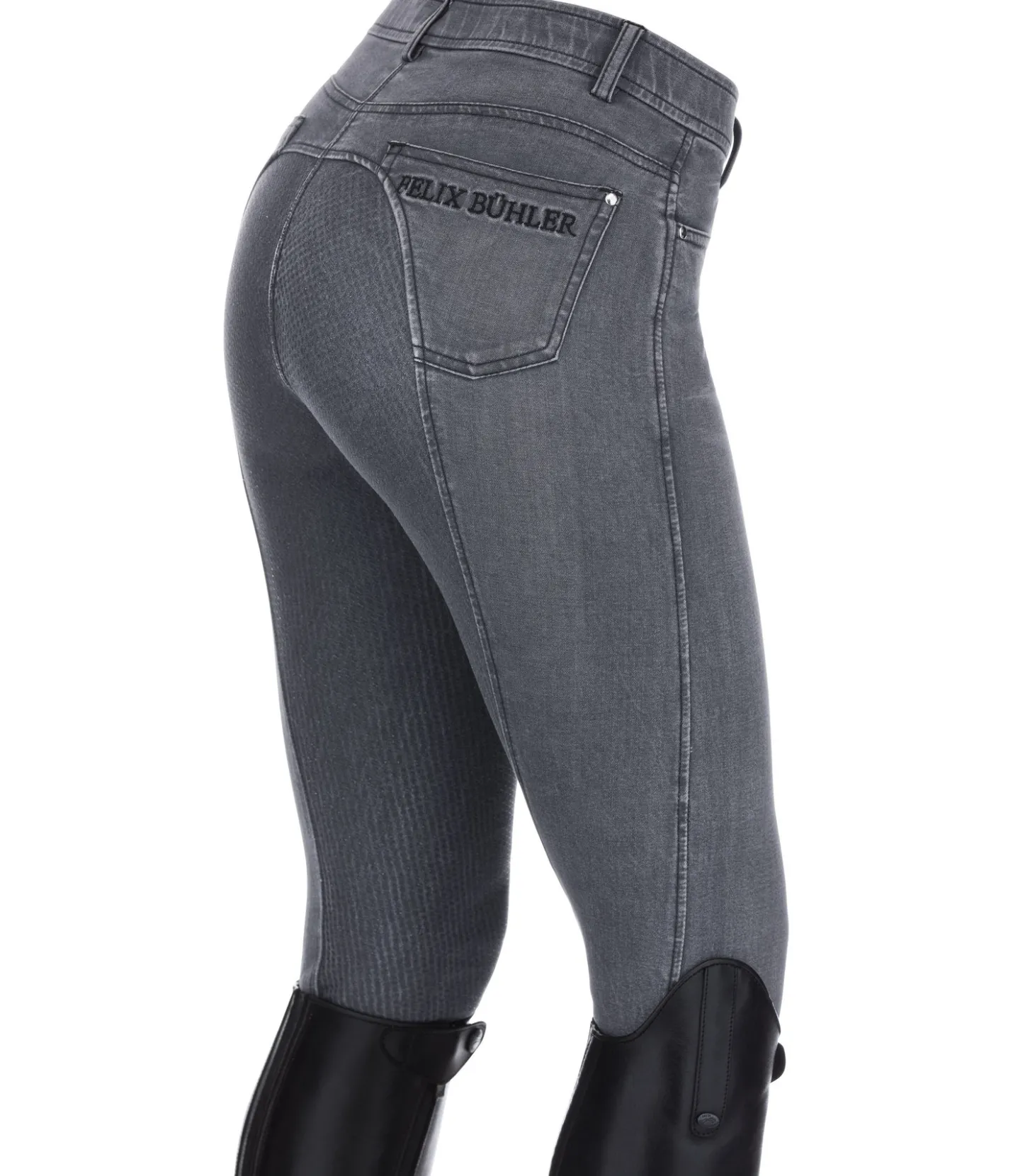 Felix Bühler Pantalon d'équitation denim à fond intégral Grip Linea gris