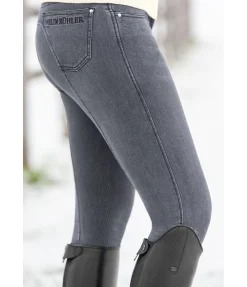 Felix Bühler Pantalon d'équitation denim à fond intégral Grip Linea gris
