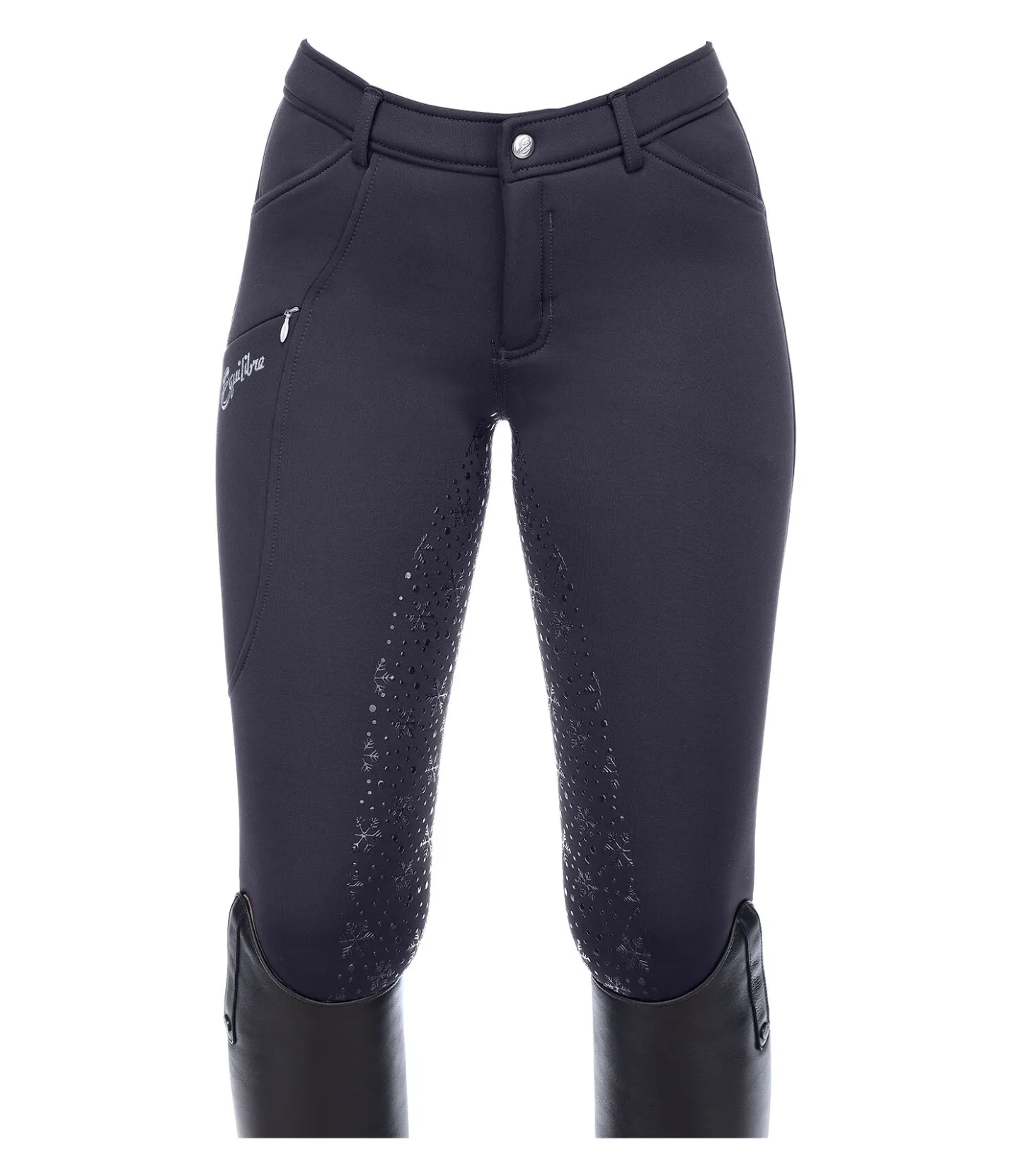 Equilibre Pantalon d'équitation hybride et thermique à fond intégral grip enfant Caitlyn II bleu minuit Sale