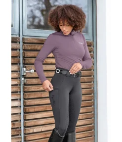 Equilibre Pantalon d'équitation thermique hybride à fond intégral Grip Marleen carbone Sale