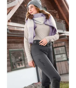Equilibre Pantalon d'équitation thermique hybride à fond intégral Grip Marleen carbone Sale