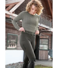 Equilibre Pantalon d'équitation thermique hybride à fond intégral Grip Marleen forêt Discount