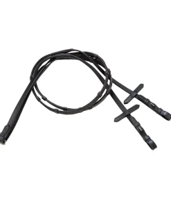 CLARIDGE HOUSE Rênes antidérapantes en cuir Slim Grip noir/argenté Outlet