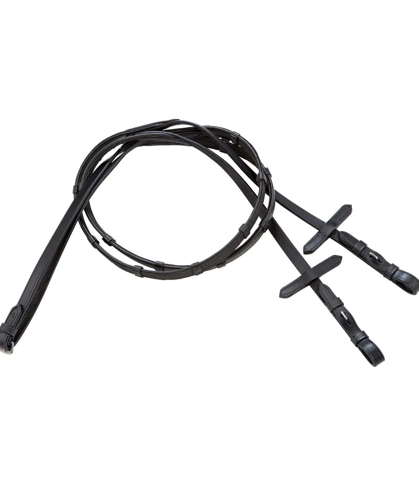 CLARIDGE HOUSE Rênes antidérapantes en cuir Slim Grip noir/argenté Outlet
