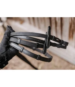 CLARIDGE HOUSE Rênes antidérapantes en cuir Slim Grip noir/argenté Outlet