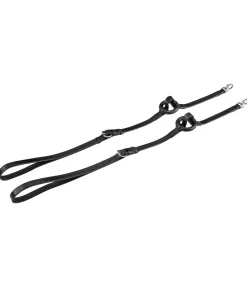 SHOWMASTER Rênes fixes en cuir avec anneaux en caoutchouc noir