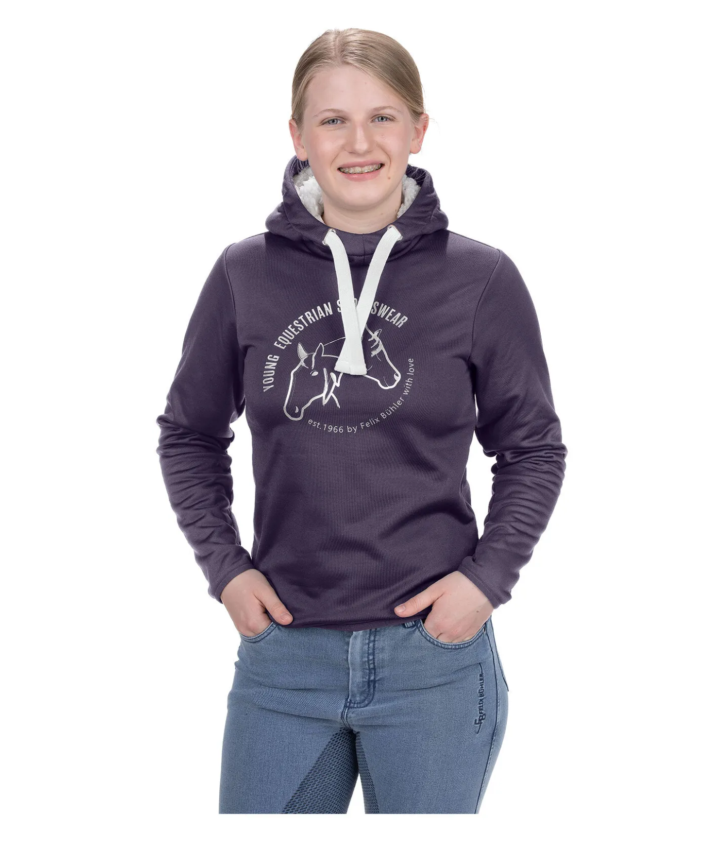 Felix Bühler Sweat à capuche en stretch Performance enfant violet foncé