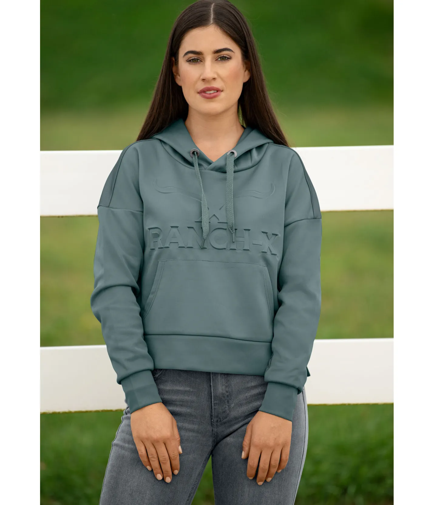 RANCH-X Sweat à capuche mesh Rea matcha foncé