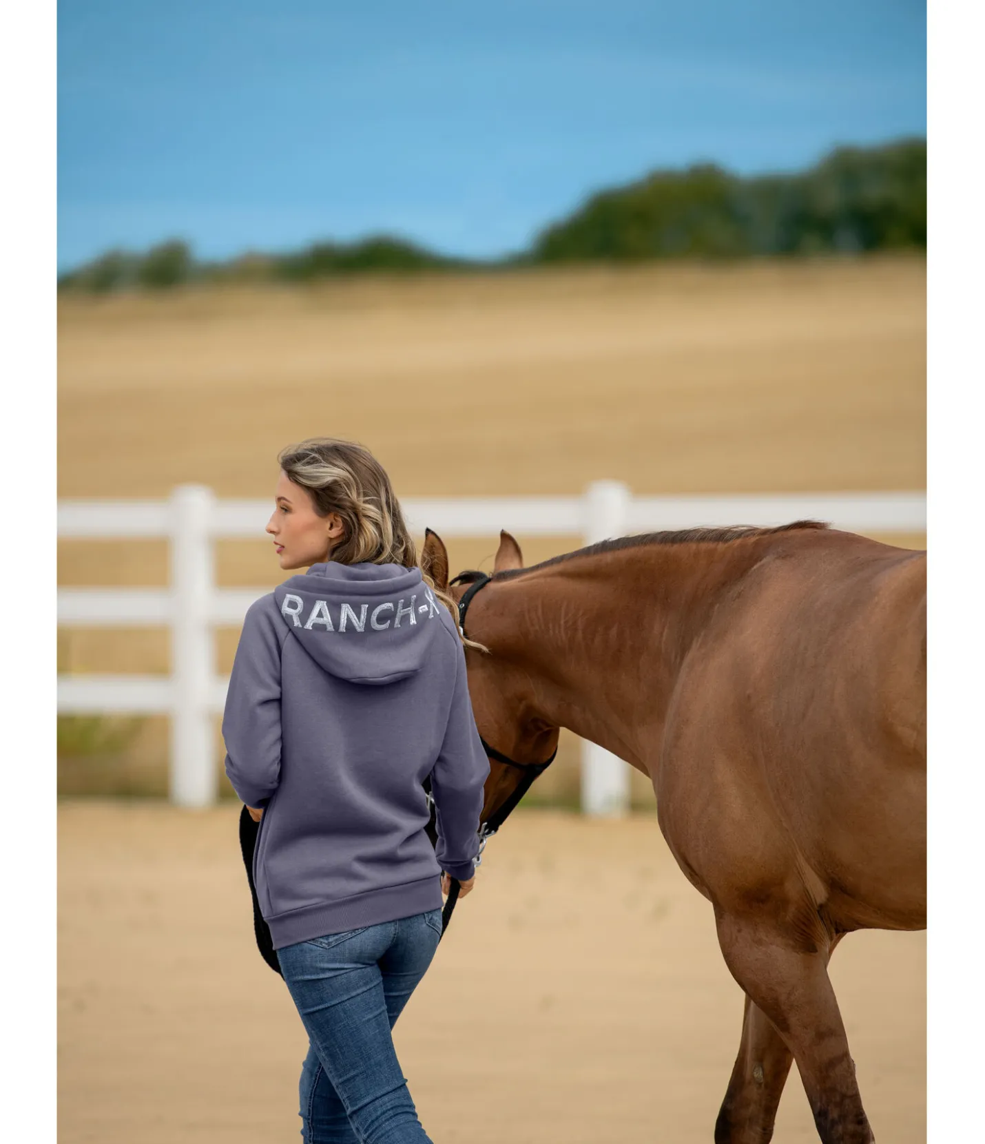RANCH-X Sweat à capuche zippé Josiah bleu arctique New