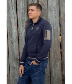STONEDEEK Sweat à col zippé homme Zach Saphir foncé  Clearance