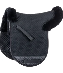 FENGUR Tapis de selle islandais en véritable fourrure d'agneau noir/noir Discount