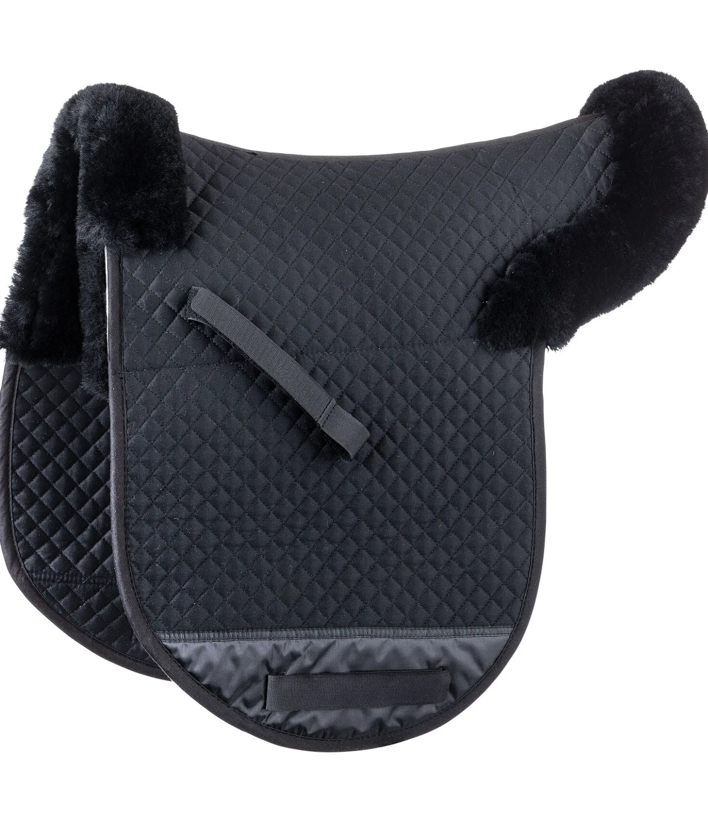 FENGUR Tapis de selle islandais en véritable fourrure d'agneau noir/noir Discount