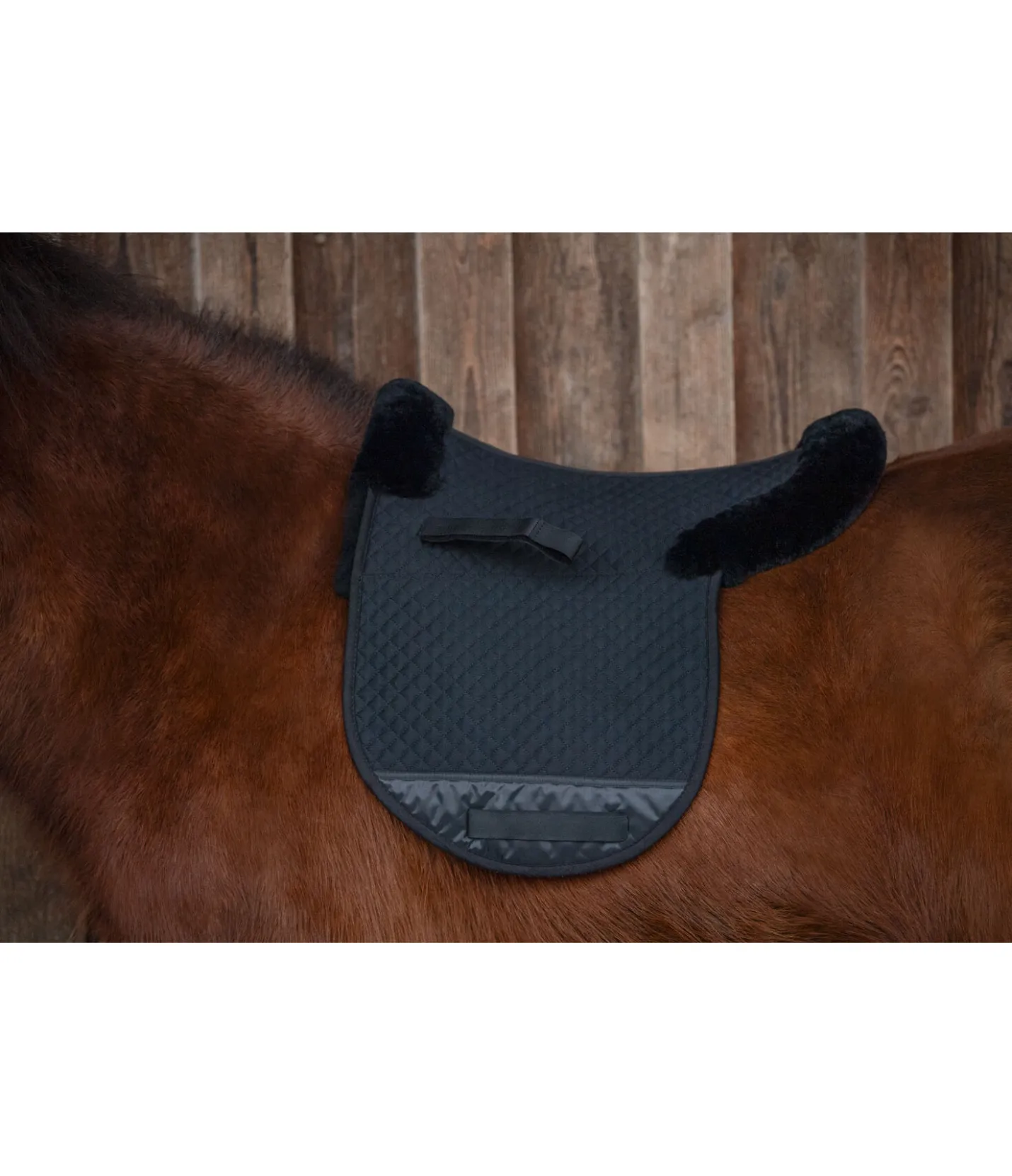 FENGUR Tapis de selle islandais en véritable fourrure d'agneau noir/noir Discount