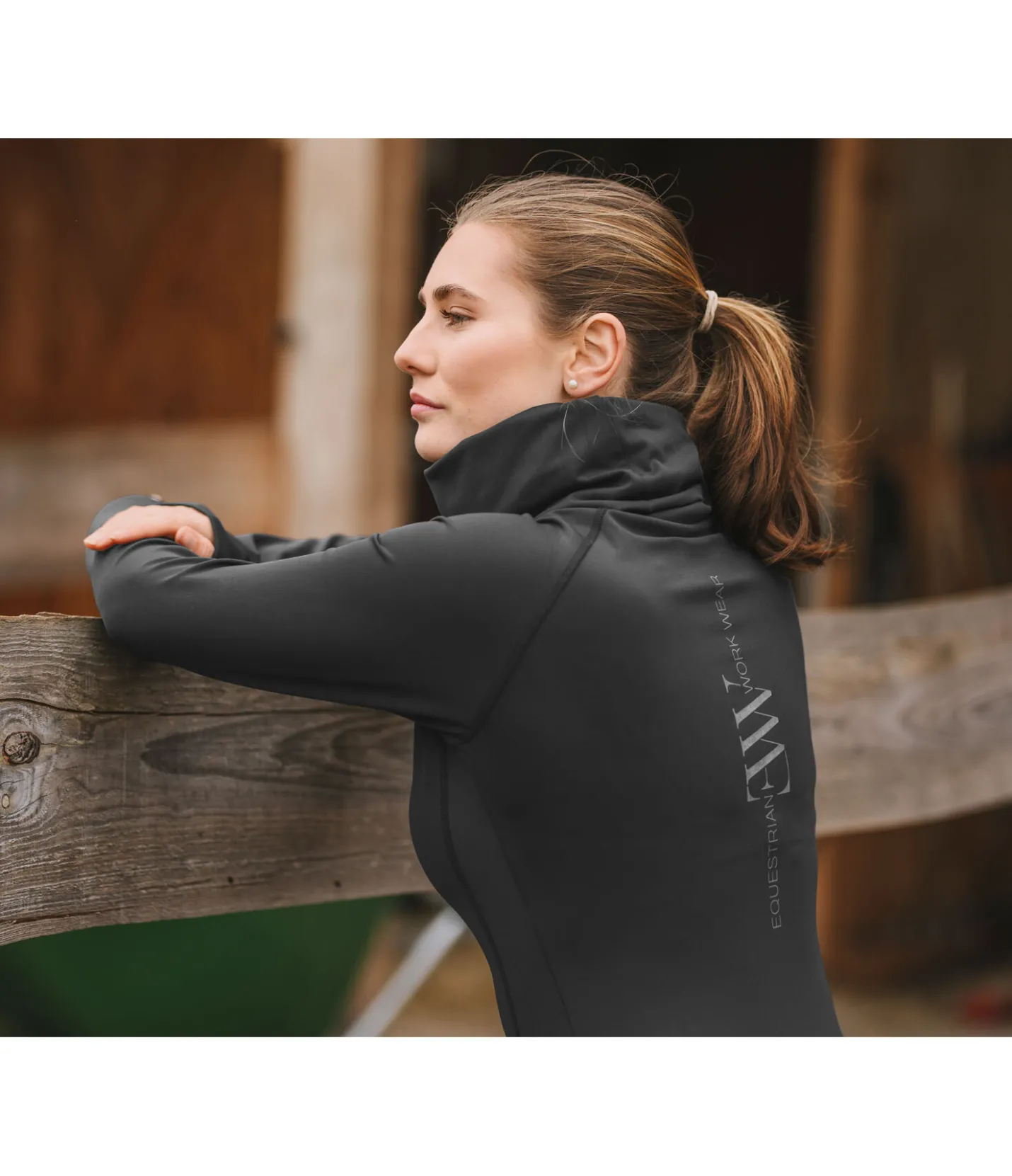 EQUESTRIAN WORK WEAR T-shirt technique à col roulé noir Hot