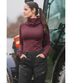 EQUESTRIAN WORK WEAR T-shirt technique à col roulé acajou Clearance