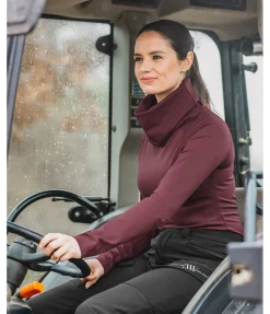 EQUESTRIAN WORK WEAR T-shirt technique à col roulé acajou Clearance