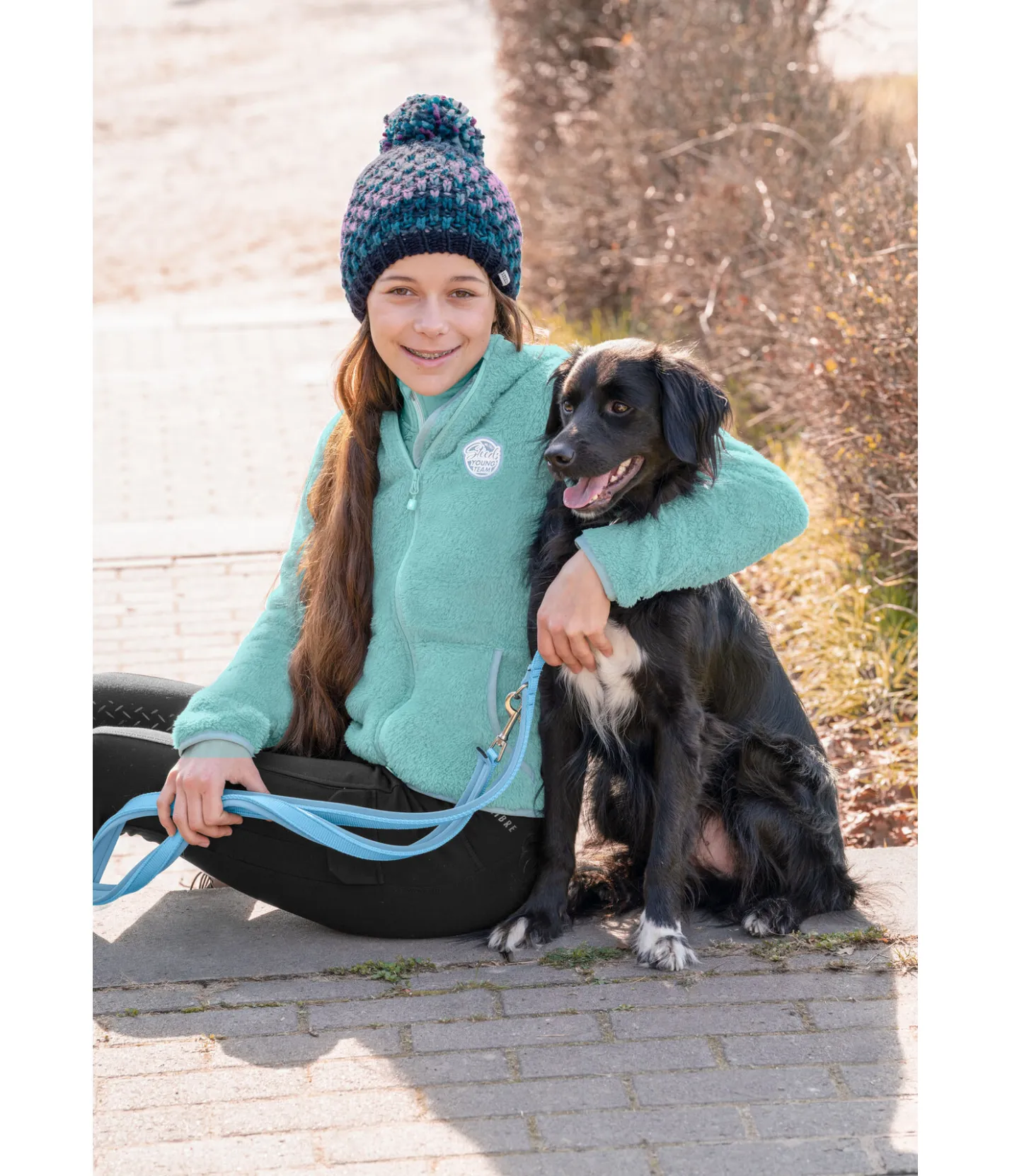 STEEDS Veste à capuche en polaire Teddy enfant Irma bleu lagune