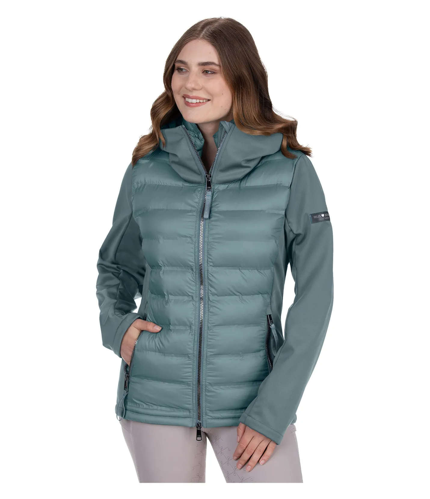 Felix Bühler Veste d'équitation softshell bi-matière à capuche Celina vert jade Best