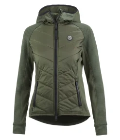 Felix Bühler Veste stretch bi-matière à capuche Lene vert profond New
